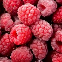 Raspberries covered in frost from above, forming a berry backdro Raspberries covered in frost from above, forming a berry backdro