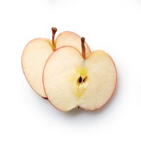 Fresh apple isolated on white background Set of fresh whole and cut apple and slices isolated on white background. From top view